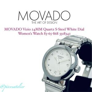 MOVADO Vizio 24MM Quartz S-Steel White Dial Women's Watch 83-65-868 3318342